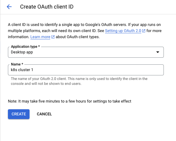 OAuth Credentials Screen 2